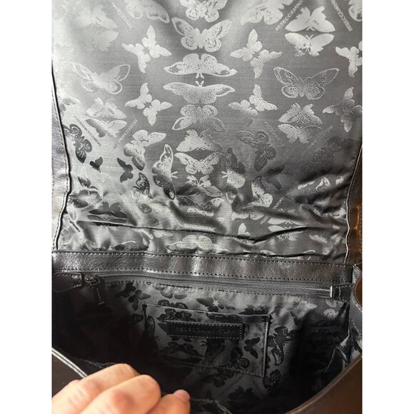 Rebecca Minkoff Chevron Jumbo Love Leather Shoulder Bag Black $398+ AUTHENTC - Picture 11 of 12